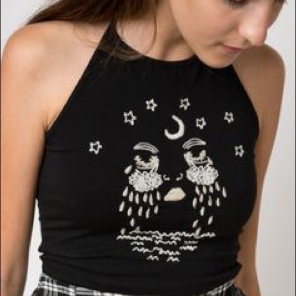 Brandy Melville Tops - Brandy Melville Black moon tears halter top small